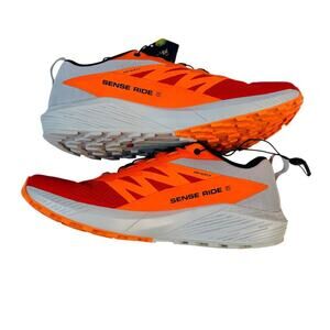 Salomon Sense Ride 5 Trail Running Shoes Men Sz 12 Vibrant Orange Gray Ortholite